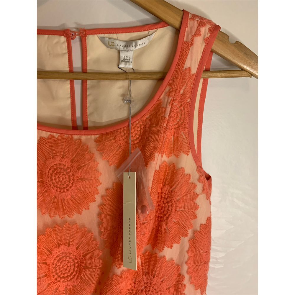 LC Lauren Conrad Sunflower Lace Overlay Fit & Flare Sleeveless Summer Dress sz4 - Picture 5 of 8